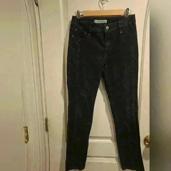 P7000 chico's platinum denim charcoal denim zipper leg skinny jeans size 0/ 28in - Picture 2 of 8